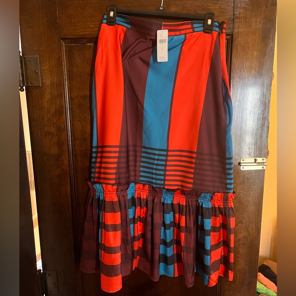Anthropologie Red and Blue Striped Skirt